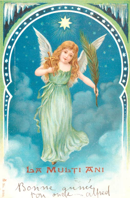 Neujahr, Engel / Postkarte um 1900